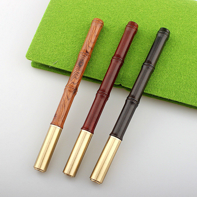 클래식 디자인 대나무 단단한 나무 펜 금속 황동 서명 펜 마호가니 선물 볼펜 문화 창조적 인 선물 펜