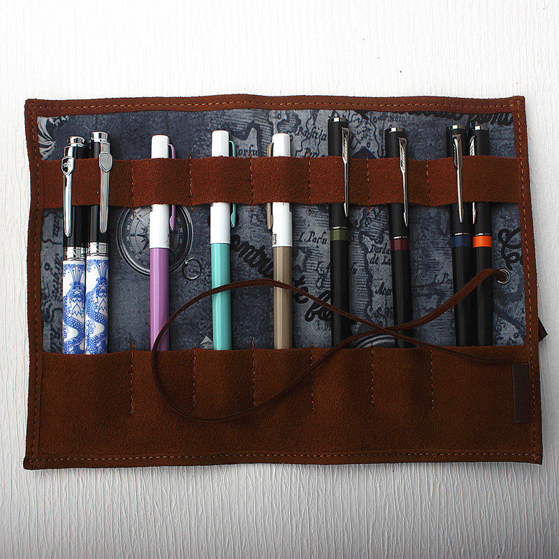 包邮创意藏宝图复古笔袋帆布皮质大容量卷铅笔袋简约文具盒卷笔袋