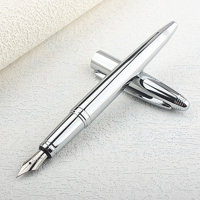 金属5145全钢无漆银色金属学生写字成人商务练字书法硬笔宝珠笔