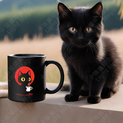 black cat coffee mug 猫咪爱好者办公室喝水杯子 居家牛奶茶杯