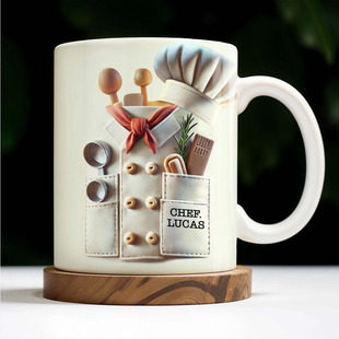 定制厨师中英文名字主题马克杯 厨艺爱好者居家喝水杯子 生日礼物