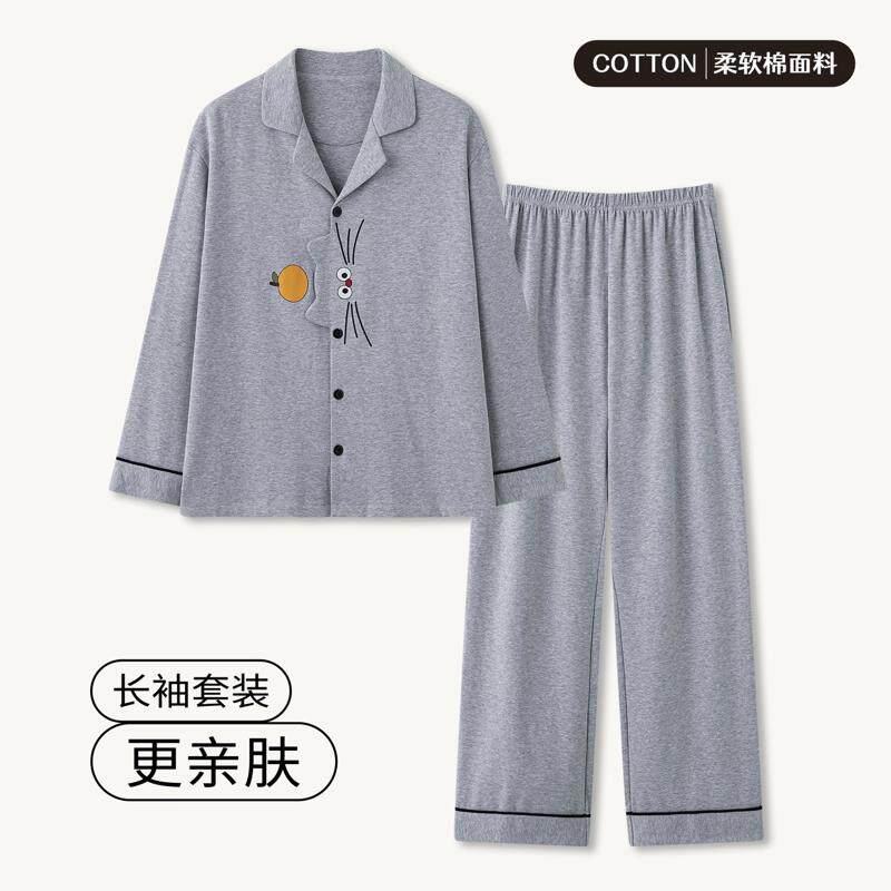 100%纯棉带胸垫睡衣女春秋季长袖开衫韩版学生免穿内衣家居服套装