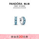 Pandora潘多拉浅蓝圈形耳环度假风个性 情侣 简约时尚