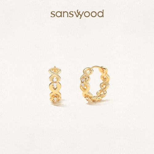 sanswood森吾《无垠》镂空8字耳圈百搭通勤设计感闪耀镶钻耳环女