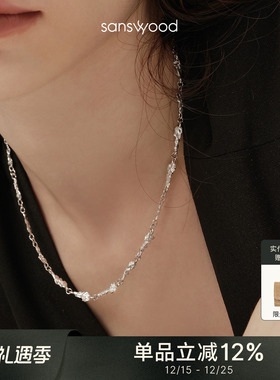 简约个性叠戴纯银项链肌理感森吾