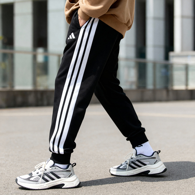 阿迪达斯加绒长裤男裤冬季新款跑步运动裤针织保暖束脚裤子JD1861