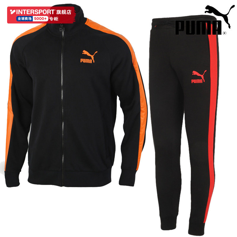 PUMA 푸마 스포츠 정장 남성 2024 가을 신작 T7 스플 라이스 자켓 자켓 스웨트 팬츠 캐주얼 스포츠 바지 트렌디