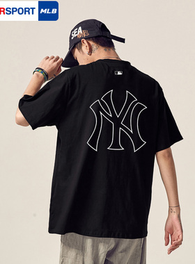 MLB美职棒官方2025男女T恤情侣款透气半袖上衣刺绣款短袖3ASWB224