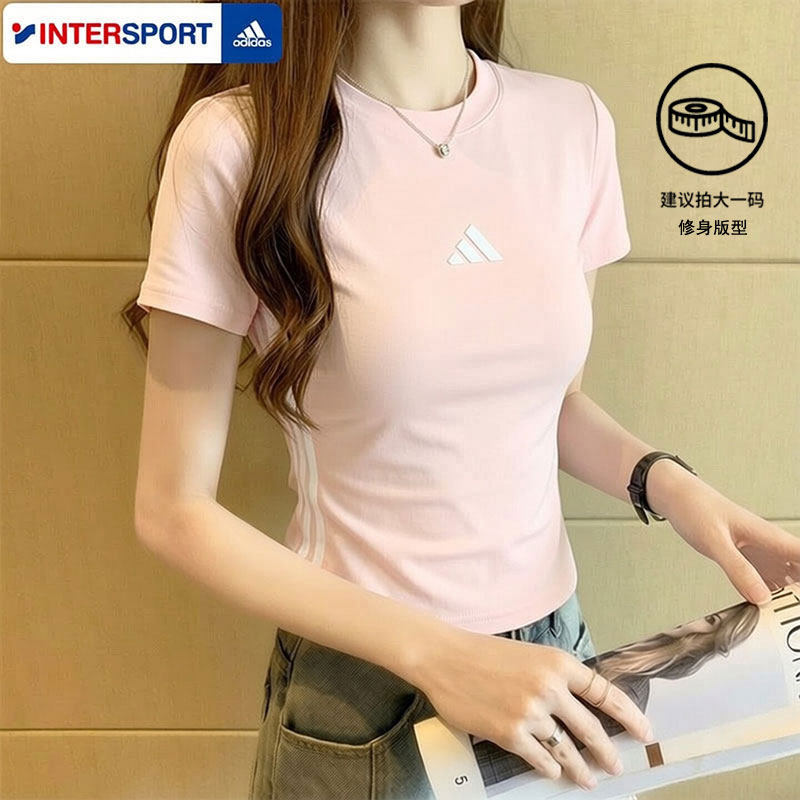茵特丨Adidas阿迪达斯短袖女装2026夏季新款运动半袖粉色圆领T恤