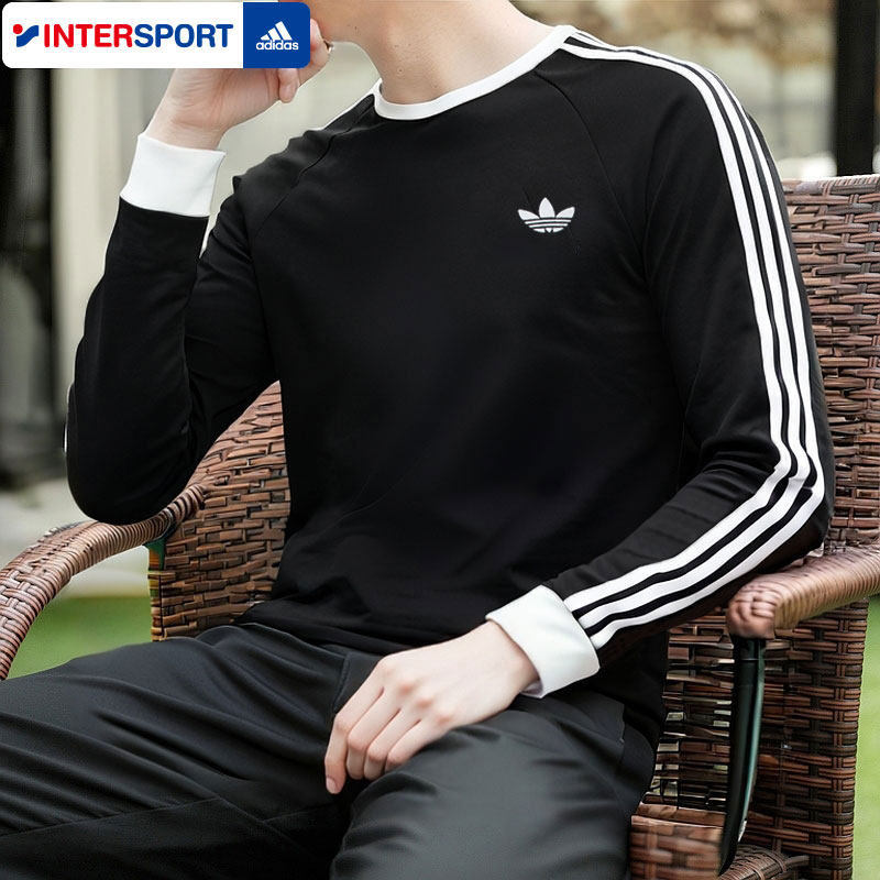 阿迪达斯三叶草长袖t恤男装2026新款运动服透气三条纹跑步套头衫,运动服/休闲服装,运动T恤,淘宝优惠券,粉丝福利购,淘宝优惠卷