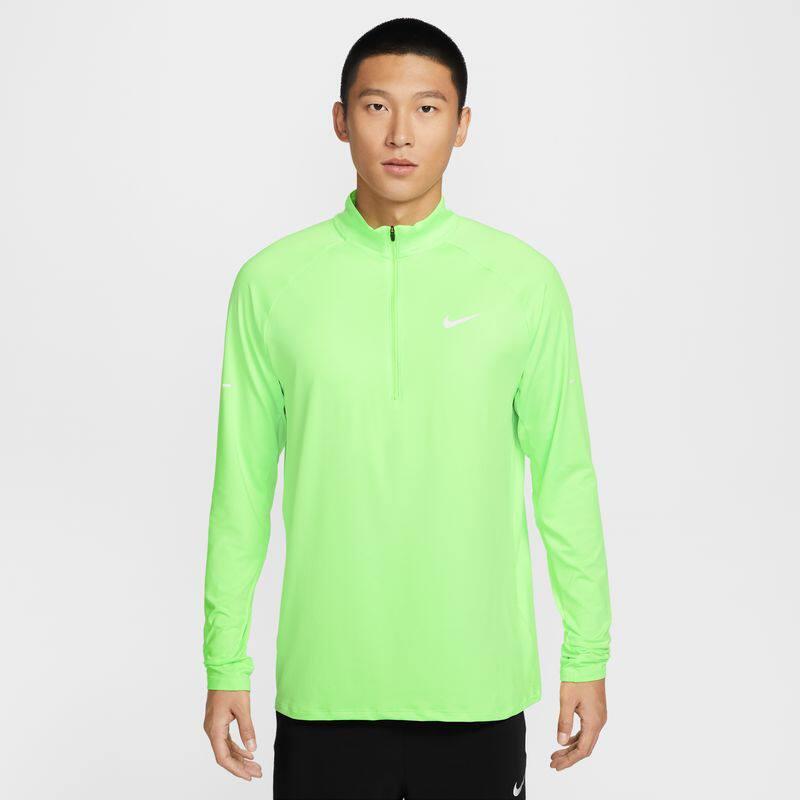 茵特丨NIKE耐克长袖T恤男装荧光绿色半拉链套头衫跑步训练运动服