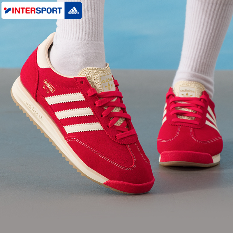 阿迪达斯三叶草慢跑鞋男鞋女鞋SL 72 RS运动鞋红色复古轻便休闲鞋