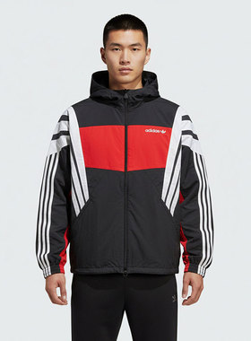 阿迪达斯三叶草梭织拼接外套男2026春季新款运动服训练夹克KW4809