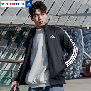 Adidas阿迪达斯男士三条纹针织夹克男新款运动时尚休闲外套JI8816