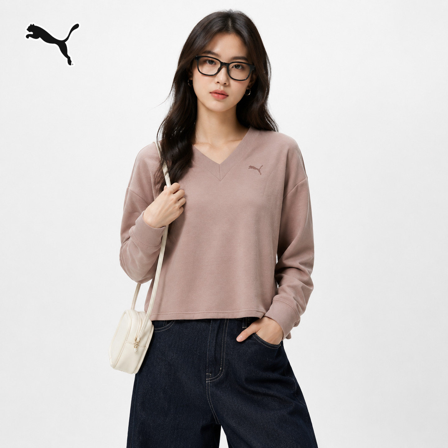 茵特丨Puma彪马卫衣女装2026秋季新款运动服宽松休闲V领套头衫女