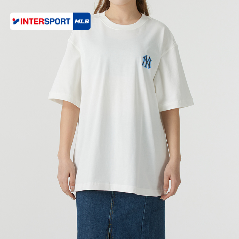 MLB美职棒男装女装25年新款白色纯棉休闲短袖T恤3ATSM0653-50IVS