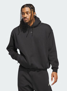 阿迪达斯黑色连帽卫衣男女25冬季新款运动服长袖休闲套头衫JX5597