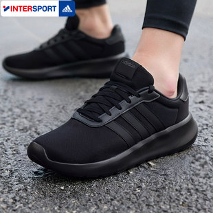 男鞋 轻便缓震透气跑步鞋 春季 纯黑网面运动鞋 新款 阿迪达斯官方正品