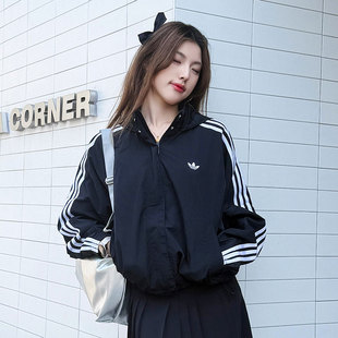 茵特丨阿迪达斯外套三叶草女款2026秋季新款运动休闲上衣连帽夹克