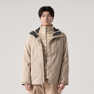 Columbia哥伦比亚冲锋衣男户外防水保暖700蓬羽绒内胆三合一外套