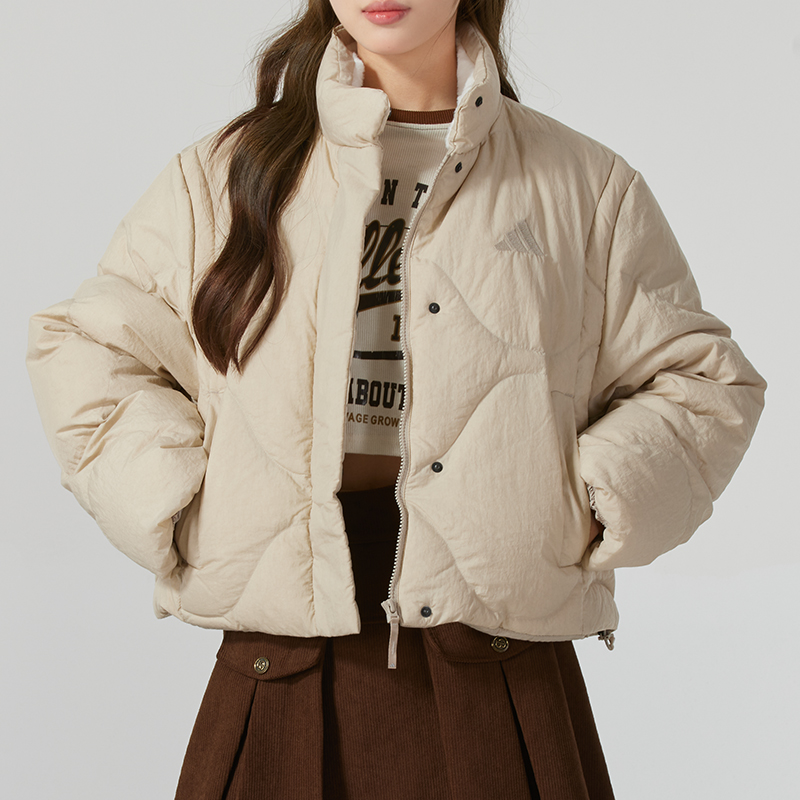 Adidas阿迪达斯短款羽绒服女2025秋季户外防风立领羽绒夹克JG5944