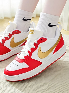 耐克官方正品红色女鞋 冬季新款COURT低帮板鞋运动鞋休闲鞋DV5456