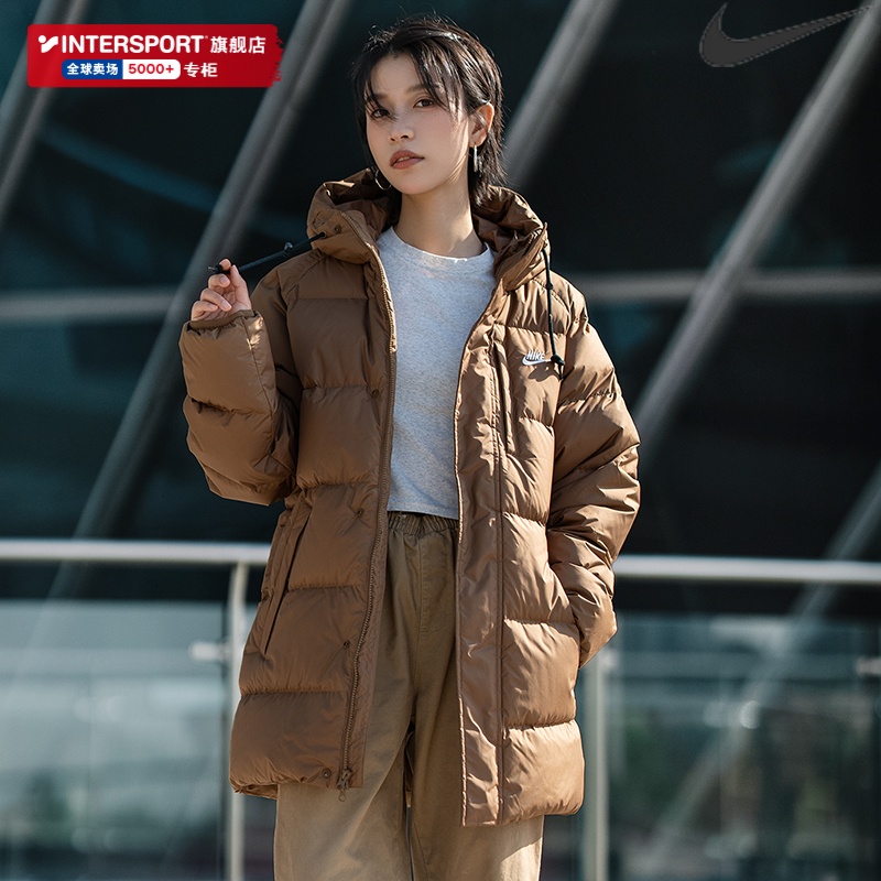 耐克羽绒服女装2025冬季男士运动服情侣中长款连帽加厚外套IB2974