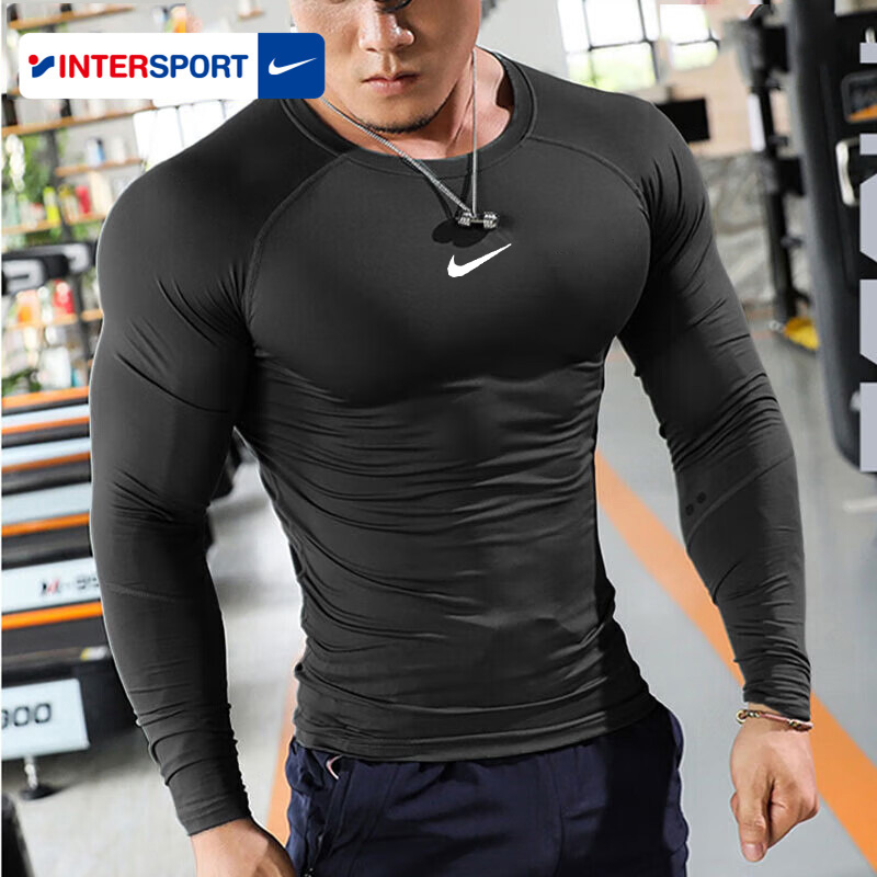 NIKE耐克紧身衣长袖男篮球打底压缩衣篮球速干健身衣PRO训练T恤