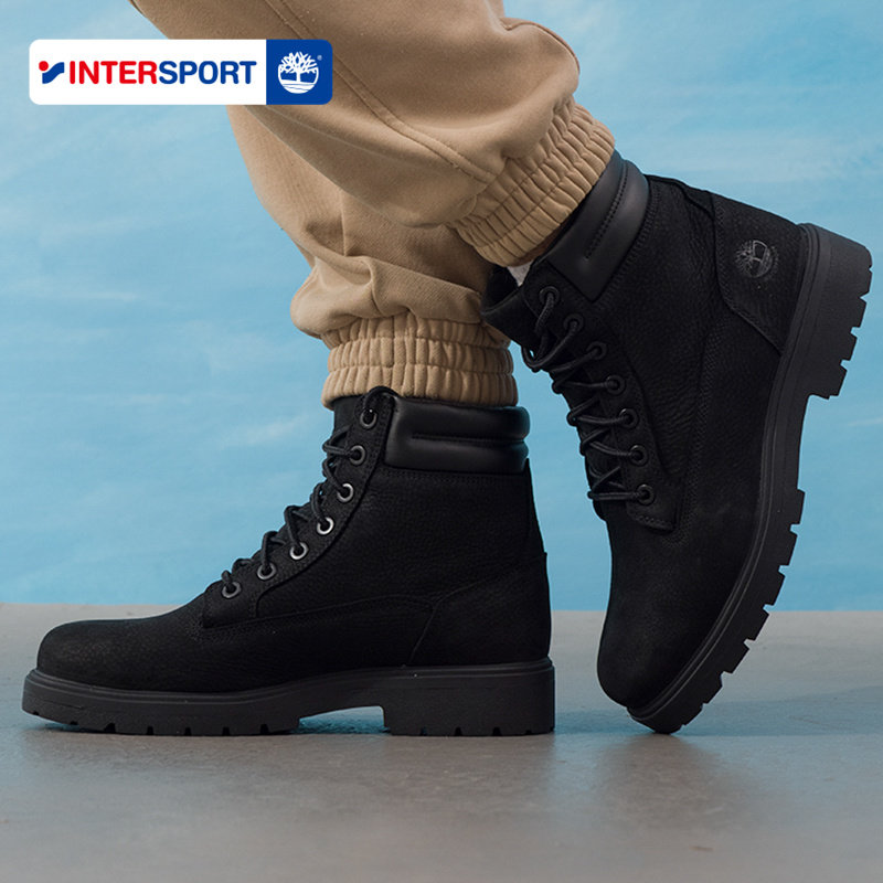 Timberland添柏岚官方男鞋高帮靴黑色马丁靴新款户外防水|A43CG