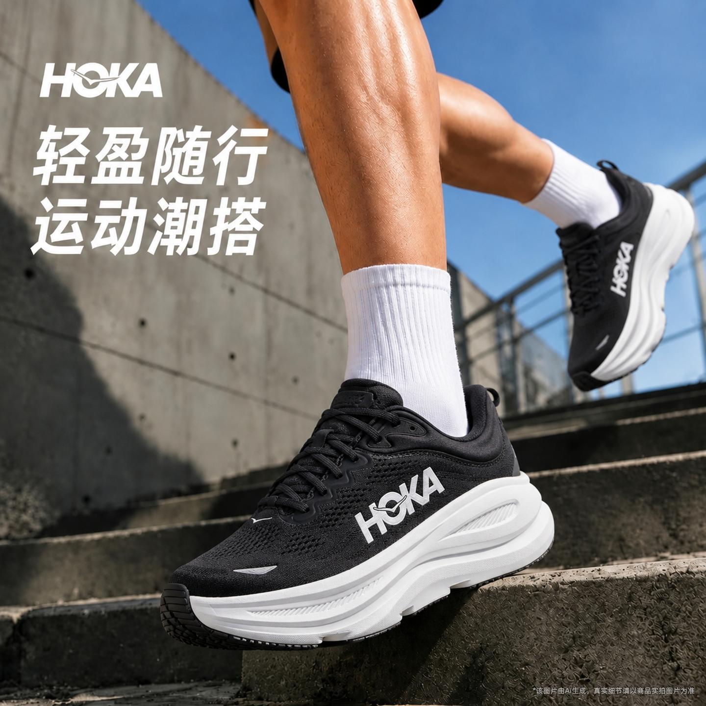 HOKA男鞋跑步鞋2026新款Bondi 9邦代9网面透气运动鞋回弹跑步鞋图片
