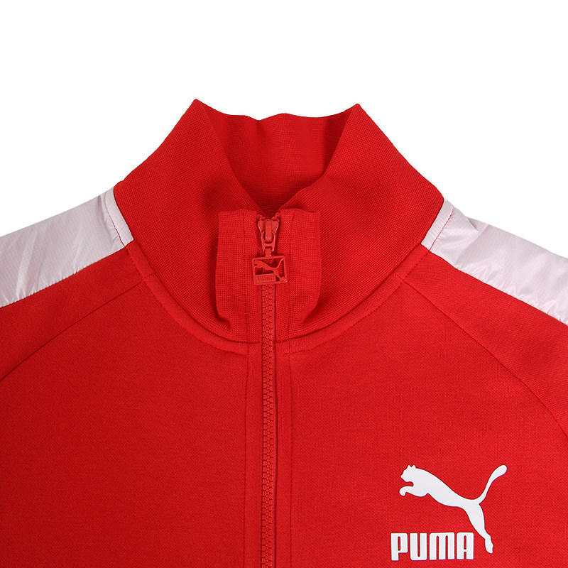 푸마 자켓 남성 2024 가을 뉴 레드 T7 스탠드 칼라 캐주얼 자켓 니트 스포츠웨어 595976