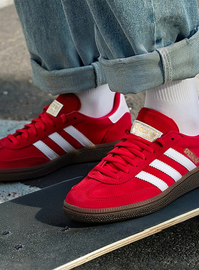 阿迪达斯Handball Spezial 红色男女情侣低帮休闲德训板鞋FV1227