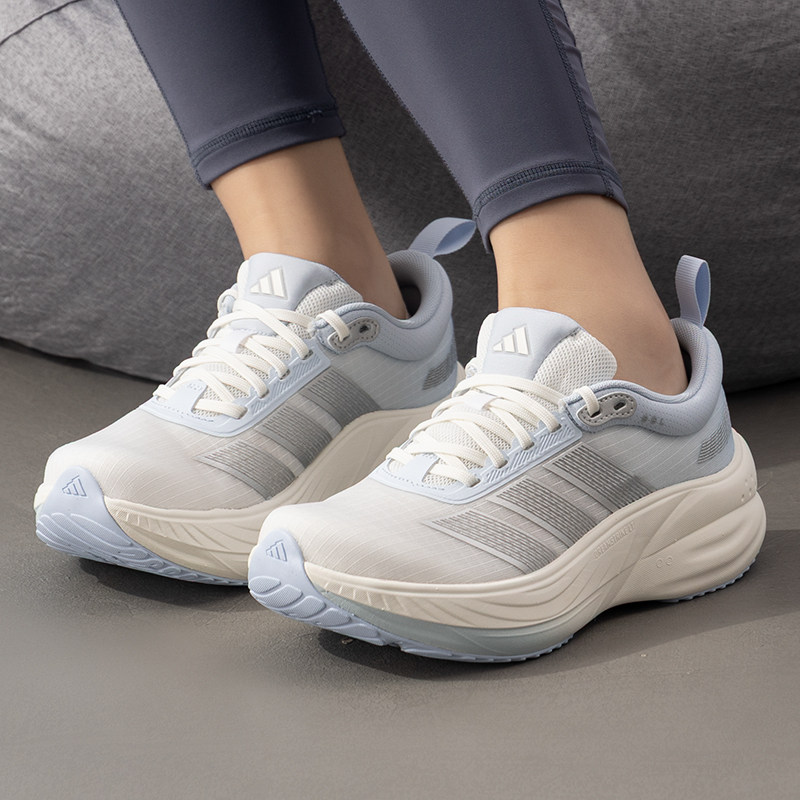 阿迪达斯跑步鞋女鞋夏季CUSHION HALO浅蓝色缓震运动休闲鞋KJ5829