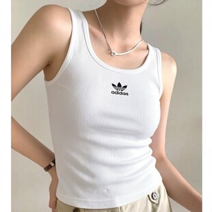 阿迪达斯三叶草修身背心装2026夏季款运动休闲短款无袖T恤JC9007