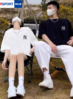 MLB官方 男女短袖2025秋季新款黑色短款T恤情侣宽松圆领半袖TSB02