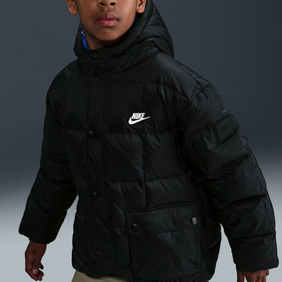 NIKE耐克大童梭织轻巧羽绒服夹克冬男童绗缝大口袋保暖外套IQ6136