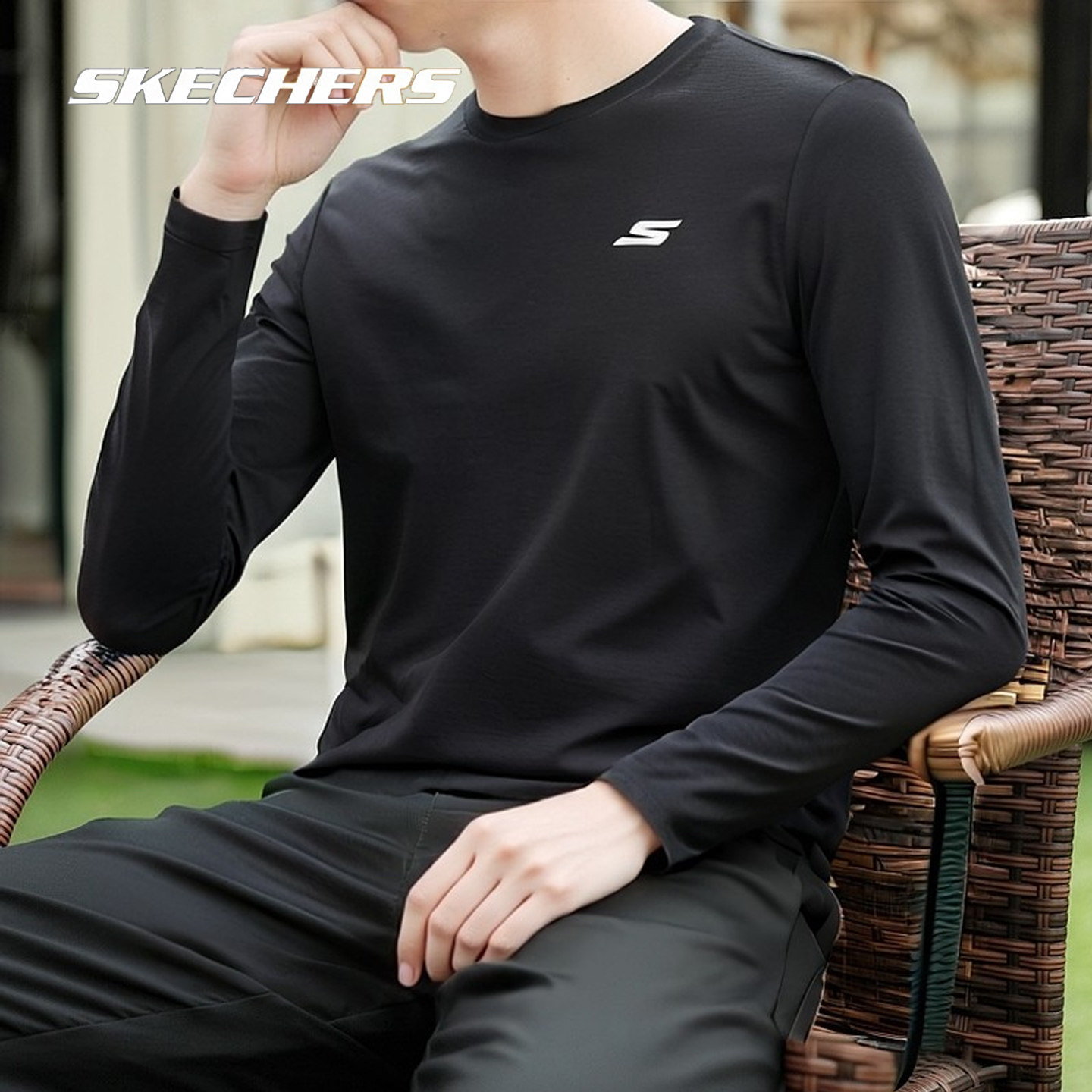 Skechers斯凯奇正品长袖T恤男士上衣26春季新款亲肤舒适内搭衬衫,运动服/休闲服装,运动T恤,淘宝优惠券,粉丝福利购,淘宝优惠卷