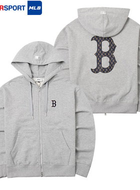 MLB官方灰色连帽男女外套韩版休闲跑步夹克衫运动服上衣3ATRM0544