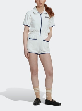 Adidas/阿迪达斯官方正品三叶草运动女子短袖翻领连体衣HT5937
