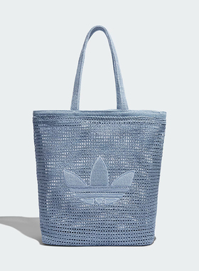 Adidas三叶草正品男女logo编织镂空格子布休闲单肩包拎包 KW2006