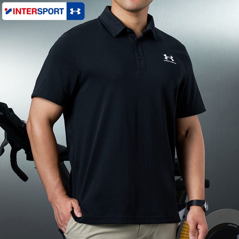 UA安德玛官方短袖T恤男春季正品黑色运动服透气商务高尔夫polo衫