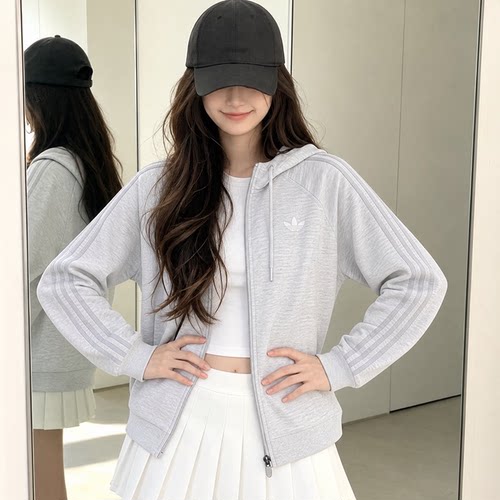 茵特丨阿迪达斯针织连帽夹克外套女装26秋季新款休闲运动服LD8334
