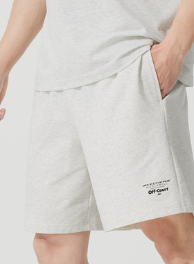 斯凯奇灰色短裤男2026冬季宽松透气休闲运动裤休闲五分裤P225M037