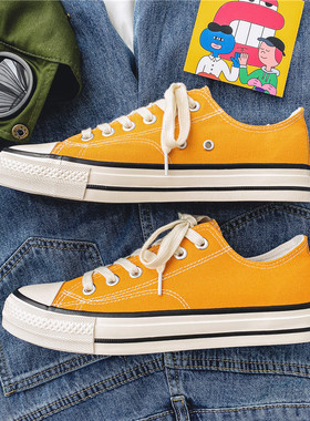 匡威Allstar帆布鞋女鞋秋季低帮1970s运动鞋黄色休闲鞋板鞋女鞋子