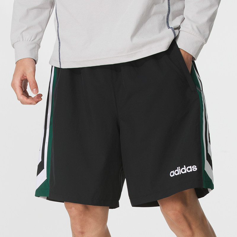 Adidas阿迪达斯梭织短裤男款新款三叶草致敬年代运动五分裤JX3077