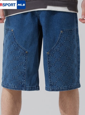 MLB官方牛仔短裤男裤25秋季新款运动裤宽松休闲裤五分裤3LDPM0253