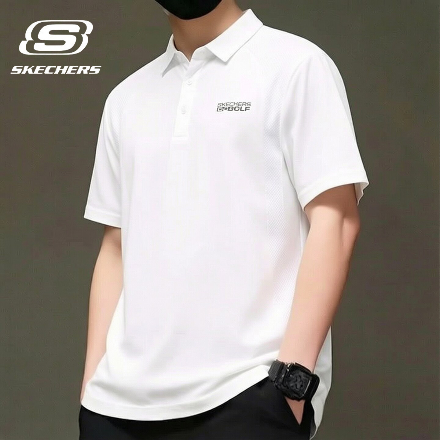 茵特丨斯凯奇男士针织短袖POLO衫夏季休闲透气T恤运动服P226M202