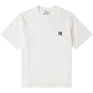 MLB白色纯棉短袖女2025秋季新款半袖上衣男款圆领宽松休闲运动T恤