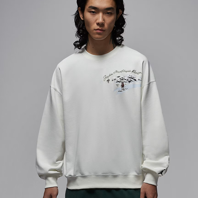 NIKE耐克男装2025冬季运动服圆领长袖卫衣时尚印花针织休闲套头衫