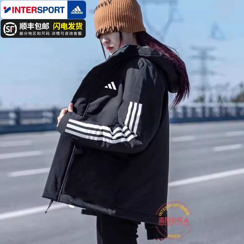 阿迪达斯棉服女款棉袄2025冬季新款运动棉衣正品防风外套男JY8303